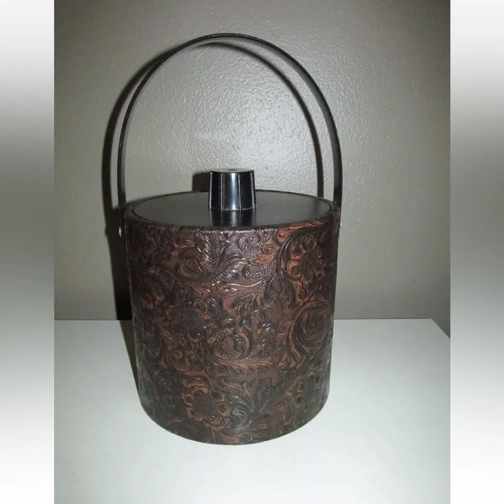Vintage Irvinware Embossed Tooled 3 Quart Barware with Handle 1970’s